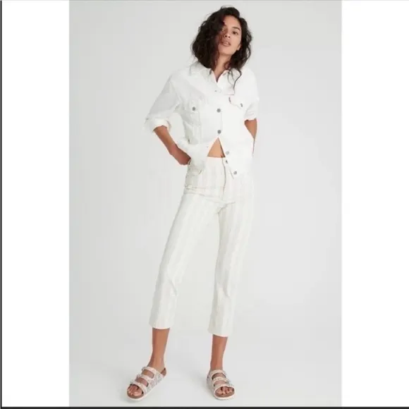 ANTHROPOLOGIE Pilcro High Rise Boyfriend Jean Stripes Dainty Floral 26 NWT