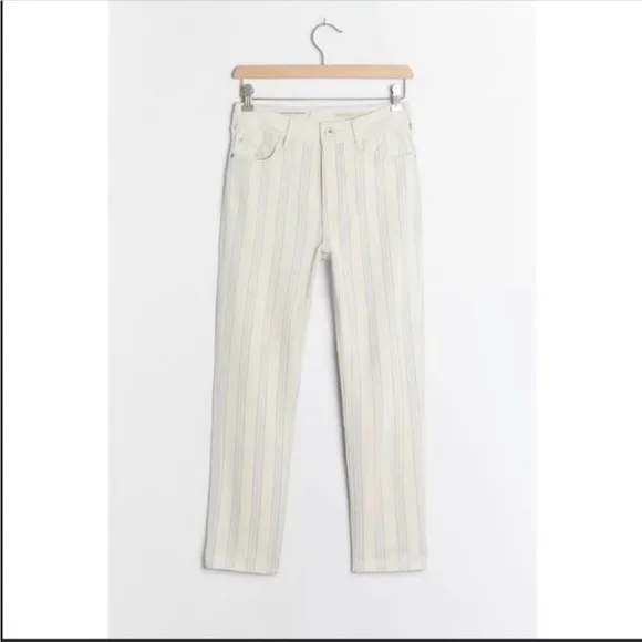 ANTHROPOLOGIE Pilcro High Rise Boyfriend Jean Stripes Dainty Floral 26 NWT