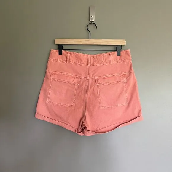 Anthropologie Pilcro Relaxed Pleat Shorts Size 29 Pink High Waist Pleated Cuffed