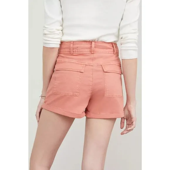 Anthropologie Pilcro Relaxed Pleat Shorts Size 29 Pink High Waist Pleated Cuffed