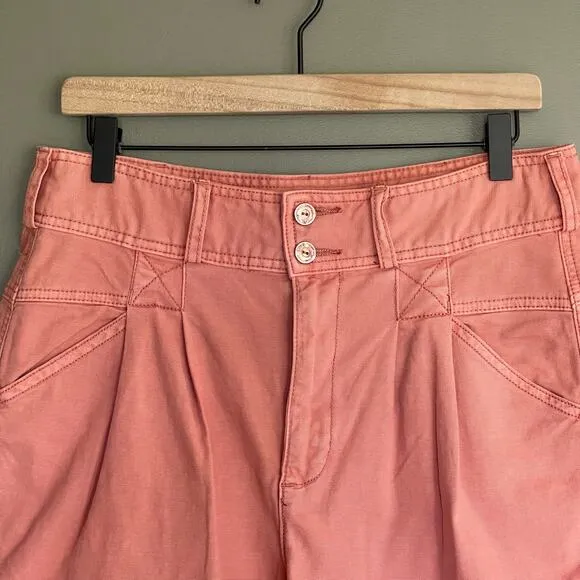 Anthropologie Pilcro Relaxed Pleat Shorts Size 29 Pink High Waist Pleated Cuffed