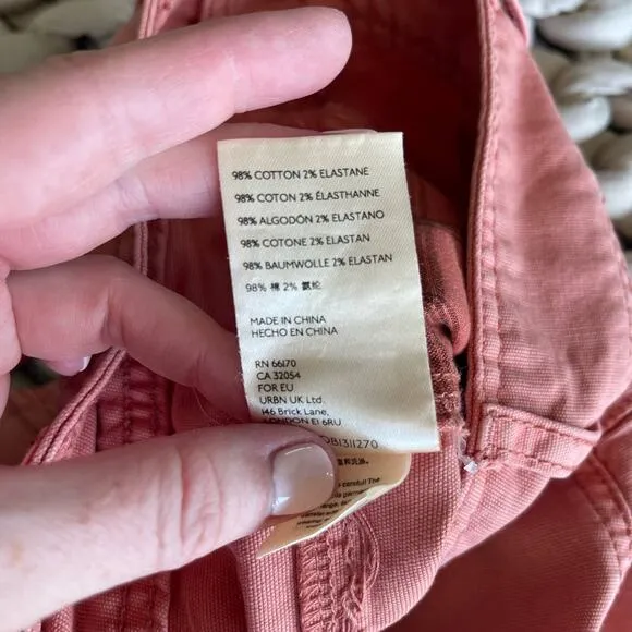 Anthropologie Pilcro Relaxed Pleat Shorts Size 29 Pink High Waist Pleated Cuffed