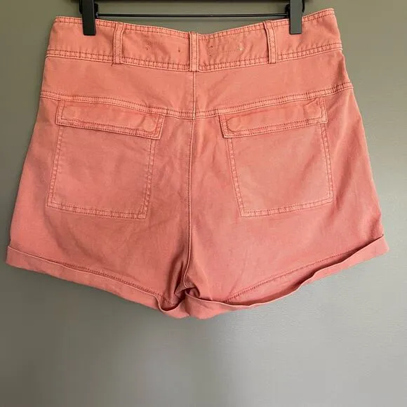 Anthropologie Pilcro Relaxed Pleat Shorts Size 29 Pink High Waist Pleated Cuffed