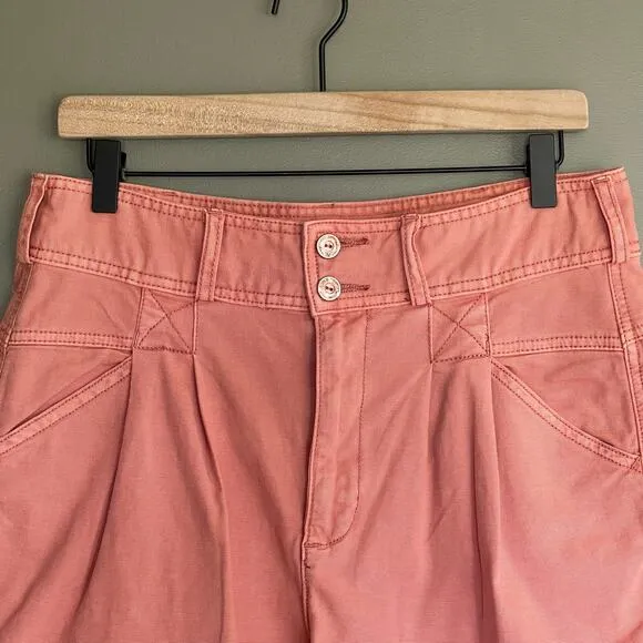 Anthropologie Pilcro Relaxed Pleat Shorts Size 29 Pink High Waist Pleated Cuffed