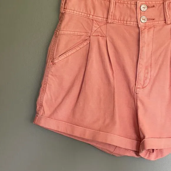 Anthropologie Pilcro Relaxed Pleat Shorts Size 29 Pink High Waist Pleated Cuffed