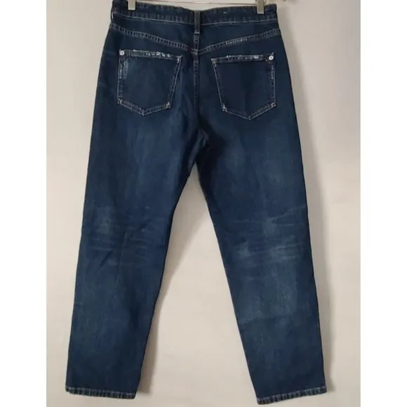 Anthropologie Pilcro The Vintage Straight Jeans Sz 27 Distressed Dark Wash NWOT