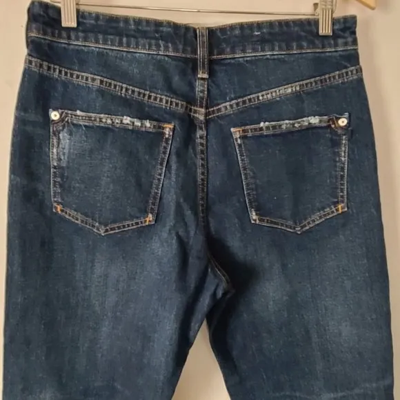 Anthropologie Pilcro The Vintage Straight Jeans Sz 27 Distressed Dark Wash NWOT