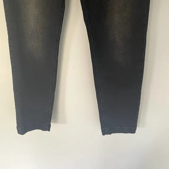 Anthropologie Pilcro Ultra High-Rise Slim Utility Jeans in Black Denim Size 28