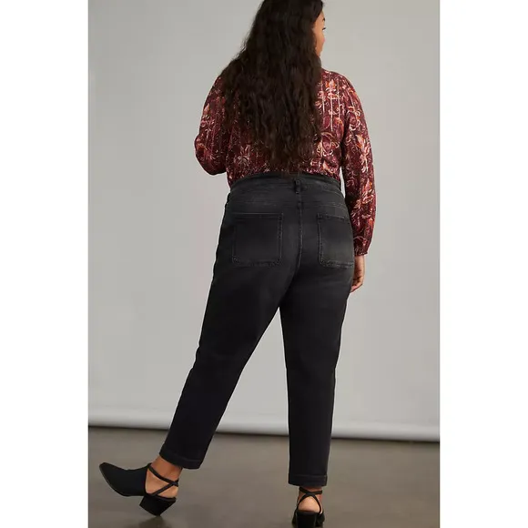 Anthropologie Pilcro Ultra High-Rise Slim Utility Jeans in Black Denim Size 28
