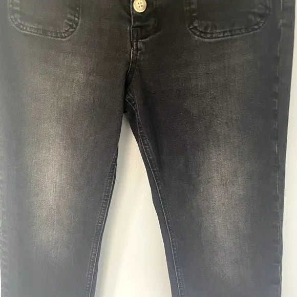 Anthropologie Pilcro Ultra High-Rise Slim Utility Jeans in Black Denim Size 28