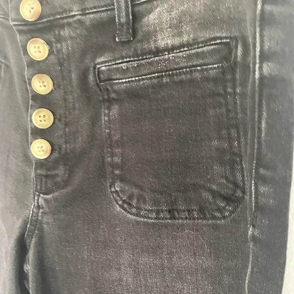 Anthropologie Pilcro Ultra High-Rise Slim Utility Jeans in Black Denim Size 28