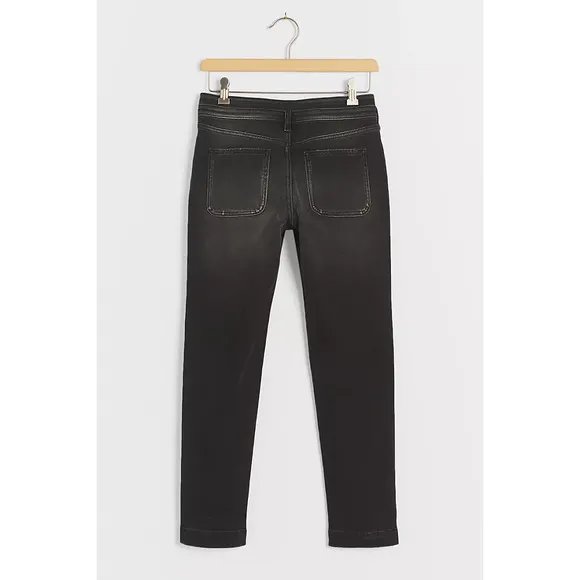Anthropologie Pilcro Ultra High-Rise Slim Utility Jeans in Black Denim Size 28