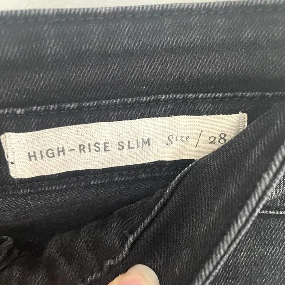 Anthropologie Pilcro Ultra High-Rise Slim Utility Jeans in Black Denim Size 28