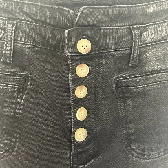 Anthropologie Pilcro Ultra High-Rise Slim Utility Jeans in Black Denim Size 28