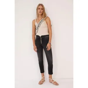 Anthropologie Pilcro Ultra High-Rise Slim Utility Jeans in Black Denim Size 28