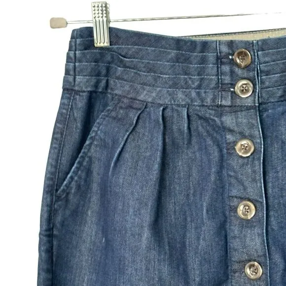 Anthropologie Pilcro Pleated Denim Mini Skirt | Size 6