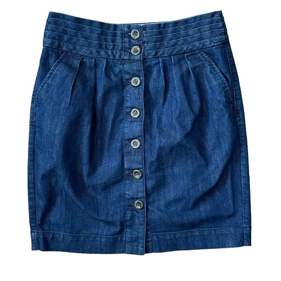 Anthropologie Pilcro Pleated Denim Mini Skirt | Size 6