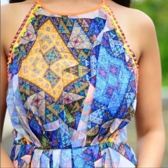 Anthropologie Ranna Gill Condesa Maxi Size M Geometric Studded Embroidered