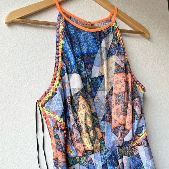 Anthropologie Ranna Gill Condesa Maxi Size M Geometric Studded Embroidered
