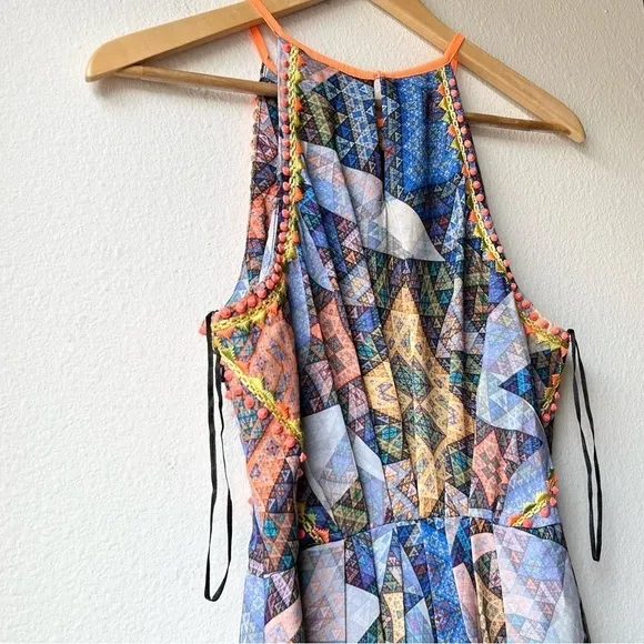 Anthropologie Ranna Gill Condesa Maxi Size M Geometric Studded Embroidered