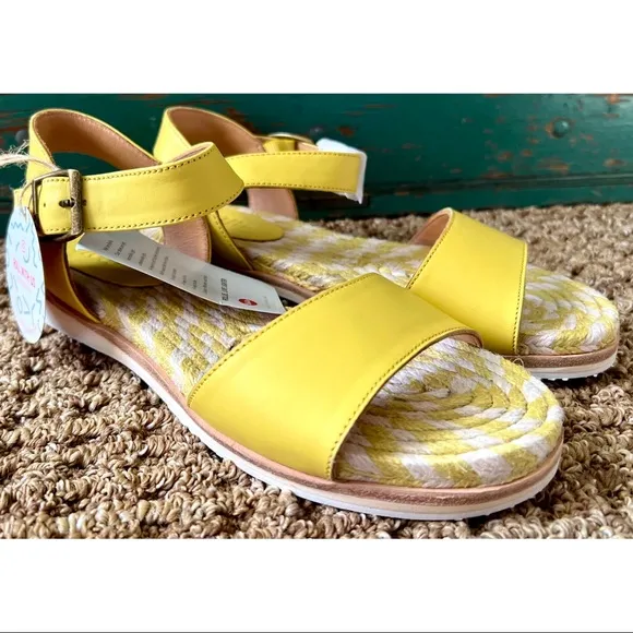 Anthropologie Rollies Jute Yellow Sandals 36