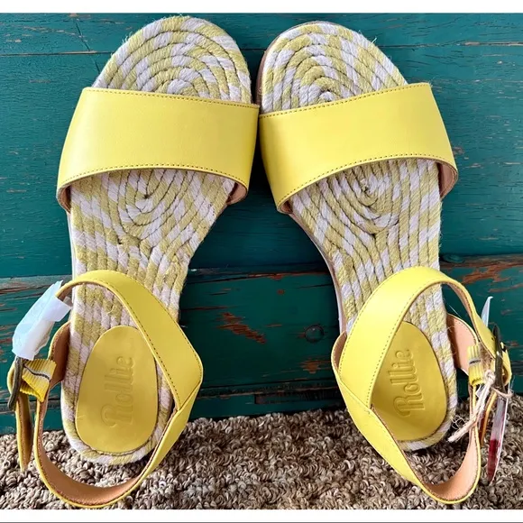Anthropologie Rollies Jute Yellow Sandals 36