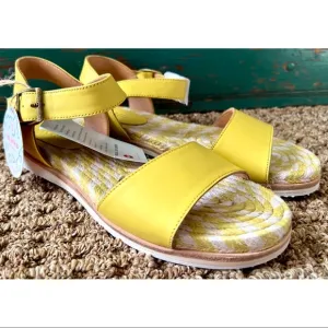 Anthropologie Rollies Jute Yellow Sandals 36