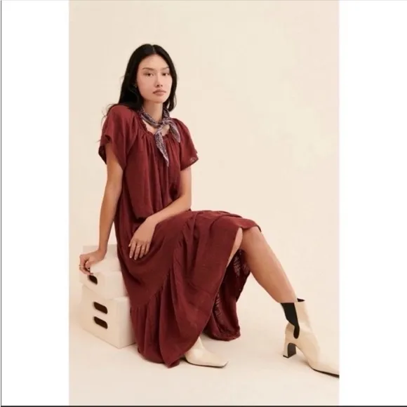 ANTHROPOLOGIE Ruffles High Low Maxi Dress Flounced Hem Size XS NWT