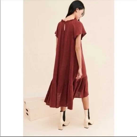 ANTHROPOLOGIE Ruffles High Low Maxi Dress Flounced Hem Size XS NWT