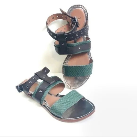 Anthropologie sandal leifsdittor Ulli Green Leather Sandals