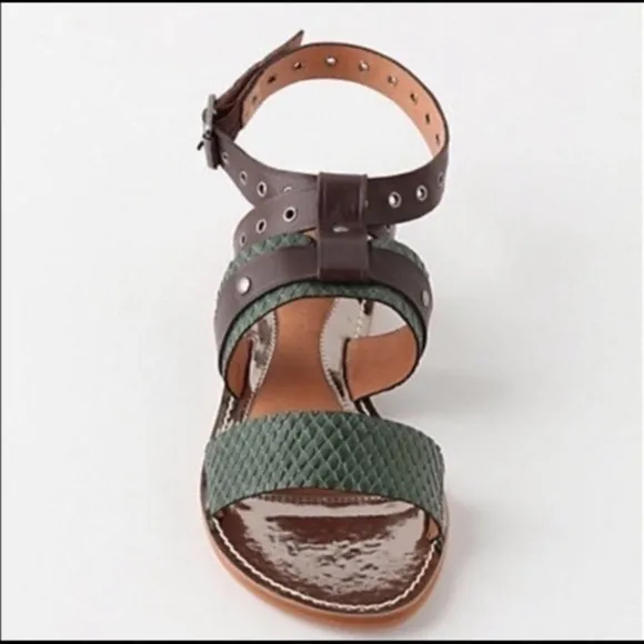 Anthropologie sandal leifsdittor Ulli Green Leather Sandals