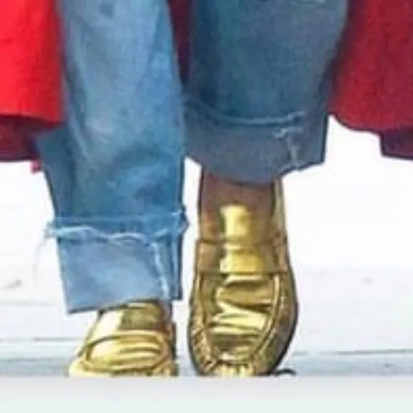 ANTHROPOLOGIE SEYCHELLES GOLD CROC LEATHER Loafers GORG LUX
