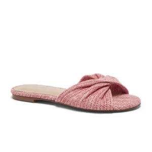 Anthropologie Silent D Raffia Flat Pink Sandals NWT Size 6 BIDRO Rubber Sole