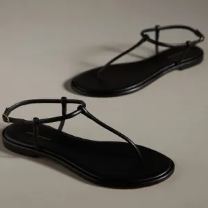 🌷Anthropologie - T-Strap Sandals - Black - Size 7 (38) Fits 7/7.5 - 2024 - NWT