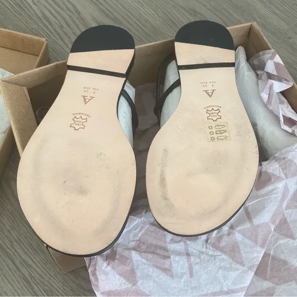 🌷Anthropologie - T-Strap Sandals - Black - Size 7 (38) Fits 7/7.5 - 2024 - NWT