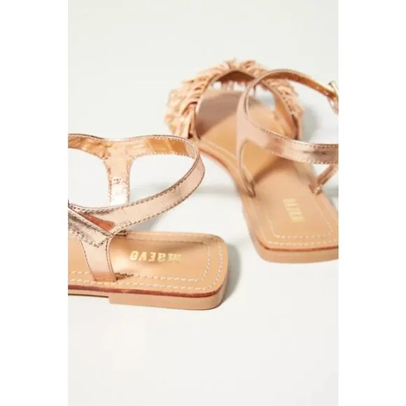 Anthropologie x Maeve Women's Beaded Flat Sandals Rose Gold US 9