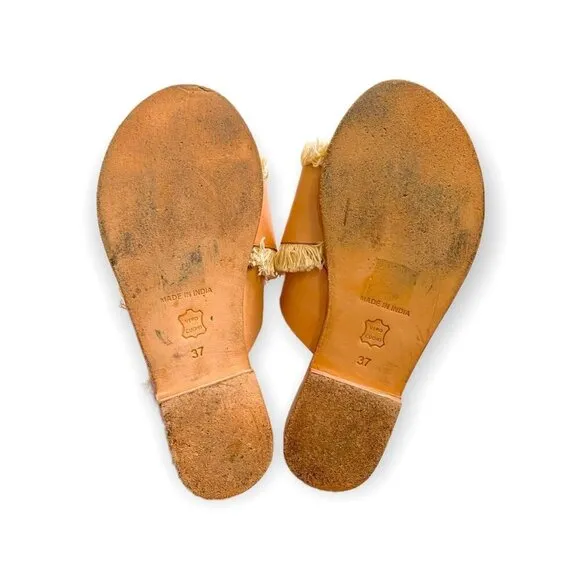 Antik Batik sandal, Alba Natural Leather  Fringe Slide Sandals Size 37 EU