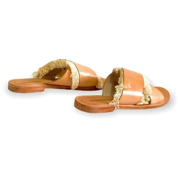 Antik Batik sandal, Alba Natural Leather  Fringe Slide Sandals Size 37 EU