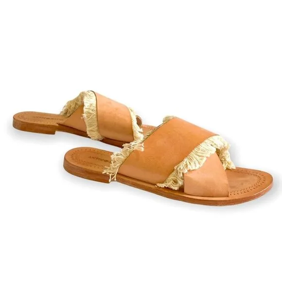 Antik Batik sandal, Alba Natural Leather  Fringe Slide Sandals Size 37 EU