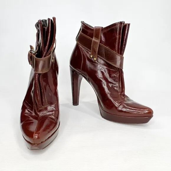 ANTIK DENIM Burgundy Brown Ankle Slip On Ankle Boots 7