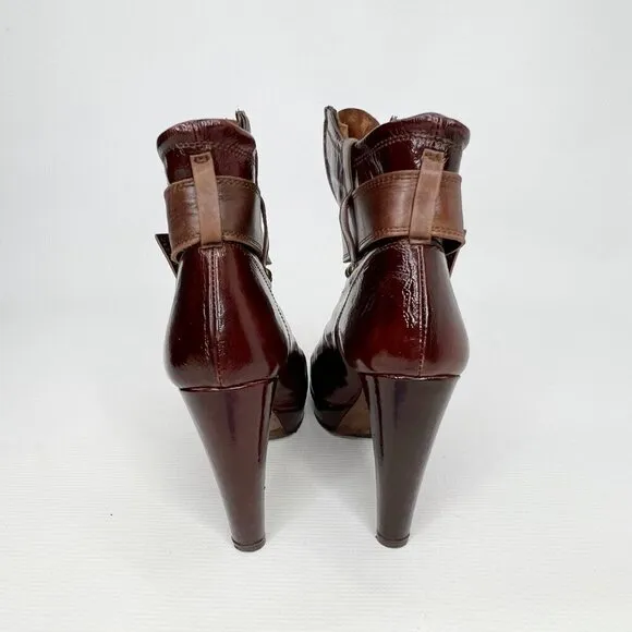 ANTIK DENIM Burgundy Brown Ankle Slip On Ankle Boots 7