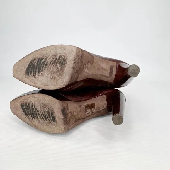 ANTIK DENIM Burgundy Brown Ankle Slip On Ankle Boots 7