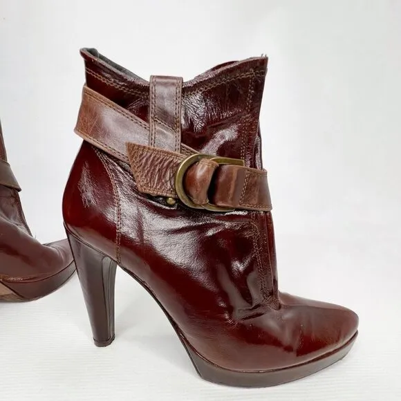 ANTIK DENIM Burgundy Brown Ankle Slip On Ankle Boots 7