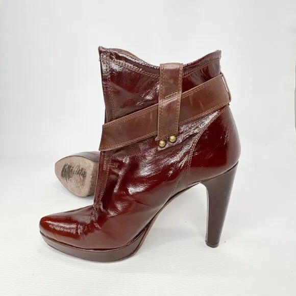 ANTIK DENIM Burgundy Brown Ankle Slip On Ankle Boots 7