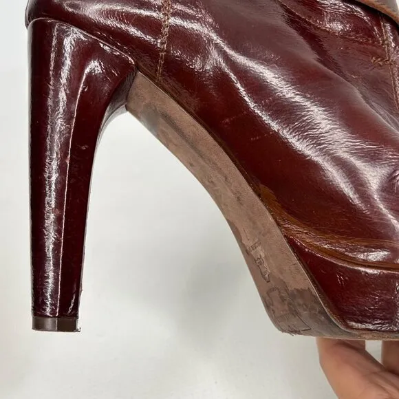 ANTIK DENIM Burgundy Brown Ankle Slip On Ankle Boots 7