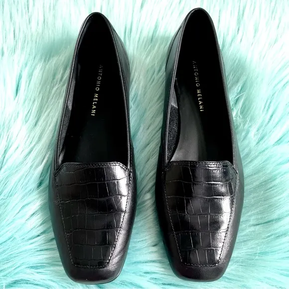 ANTONIO MELANI 90s Soft LEATHER Crocodile Print Flats Loafers Womens 8