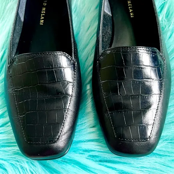 ANTONIO MELANI 90s Soft LEATHER Crocodile Print Flats Loafers Womens 8