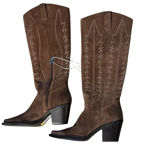 Antonio Melani Taegan Oiled Suede Western Boots NWT