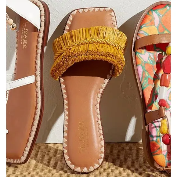 Antonio Melani x The Nat Note Madruga Braided Raffia Flat Sandals