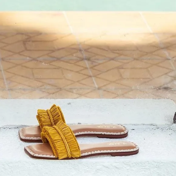 Antonio Melani x The Nat Note Madruga Braided Raffia Flat Sandals